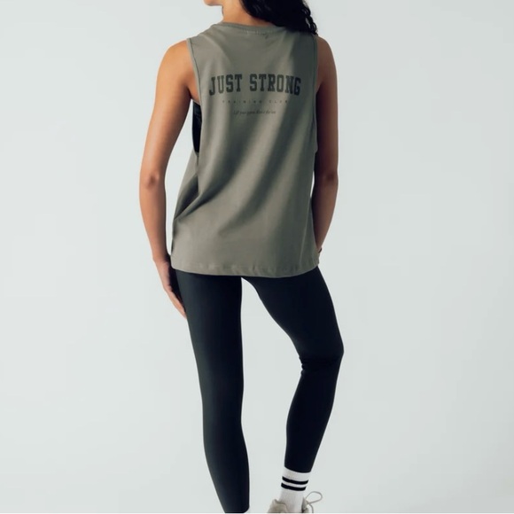 Just Strong TRAINING CLUB DROP ARM TANK - WASHED OLIVE-New-Size XL - Picture 6 of 7